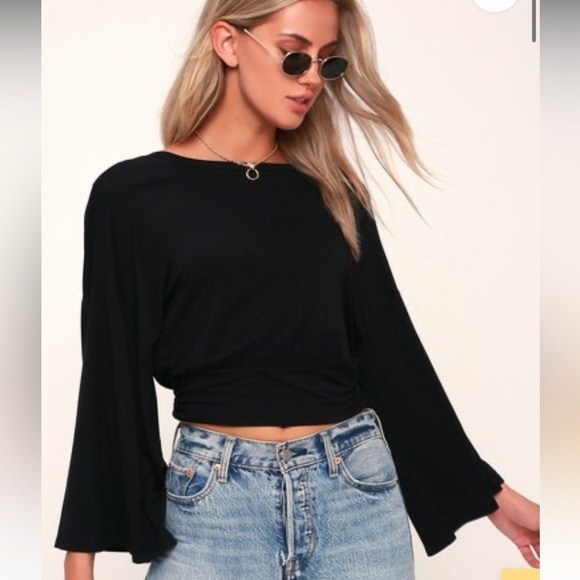 LULU'S Turn of Events Black Reversible Long Sleeves 
Crop Size S - Picture 4 of 12